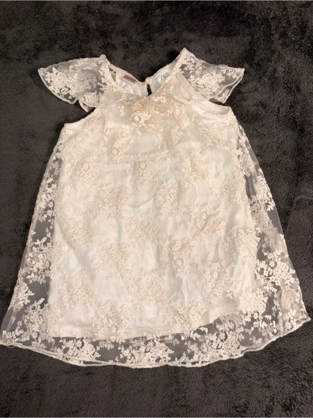 Zara Cream Lace Bandeau with Sheer Floral Overlay